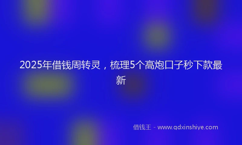 2025年借钱周转灵，梳理5个高炮口子秒下款最新