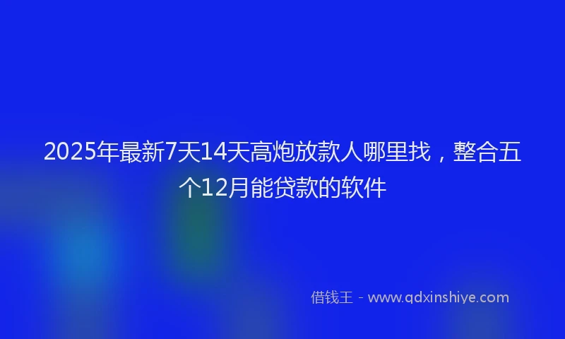 2025年最新7天14天高炮放款人哪里找，整合五个12月能贷款的软件