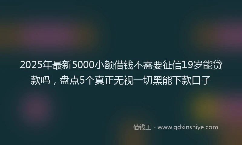 2025年最新5000小额借钱不需要征信19岁能贷款吗，盘点5个真正无视一切黑能下款口子