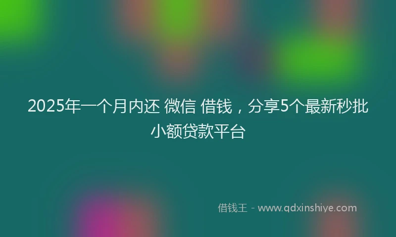 2025年一个月内还 微信 借钱，分享5个最新秒批小额贷款平台
