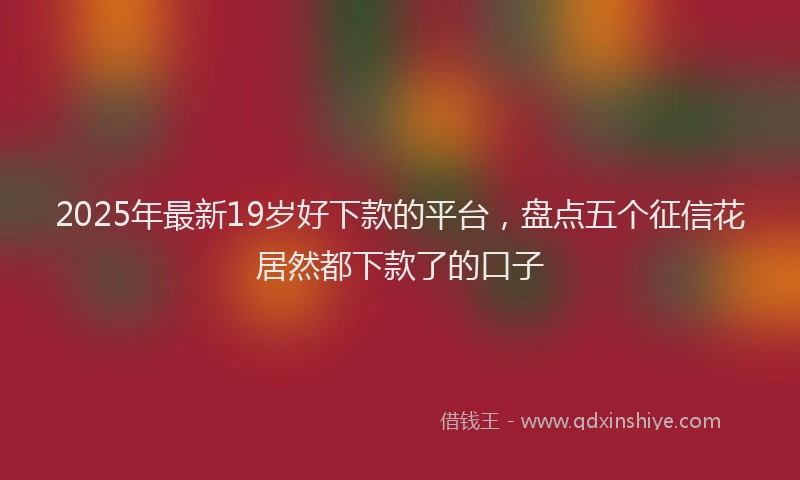2025年最新19岁好下款的平台，盘点五个征信花居然都下款了的口子
