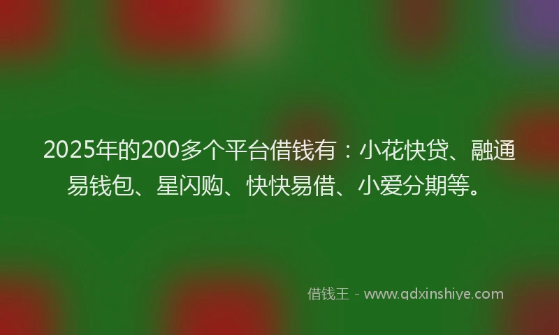 2025年的200多个平台借钱有：小花快贷、融通易钱包、星闪购、快快易借、小爱分期等。