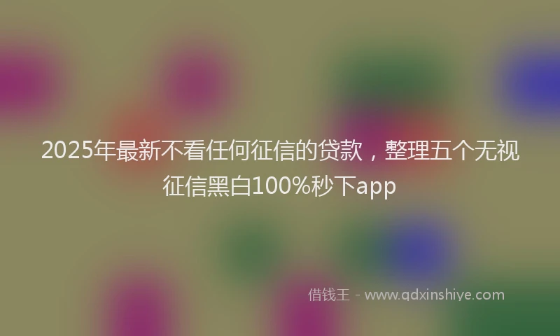 2025年最新不看任何征信的贷款，整理五个无视征信黑白100%秒下app