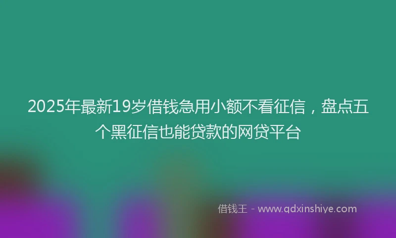 2025年最新19岁借钱急用小额不看征信，盘点五个黑征信也能贷款的网贷平台