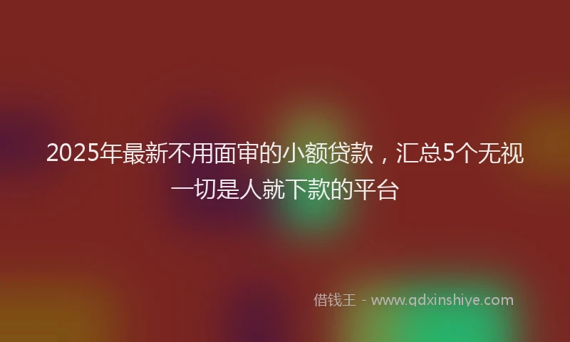 2025年最新不用面审的小额贷款，汇总5个无视一切是人就下款的平台