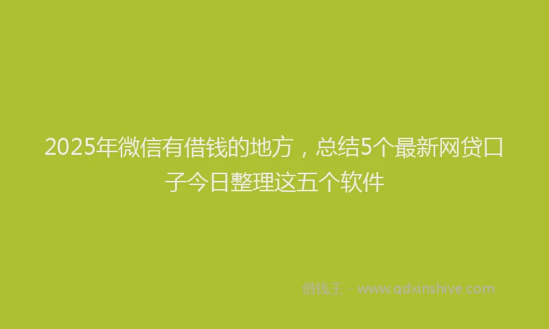 2025年微信有借钱的地方，总结5个最新网贷口子今日整理这五个软件