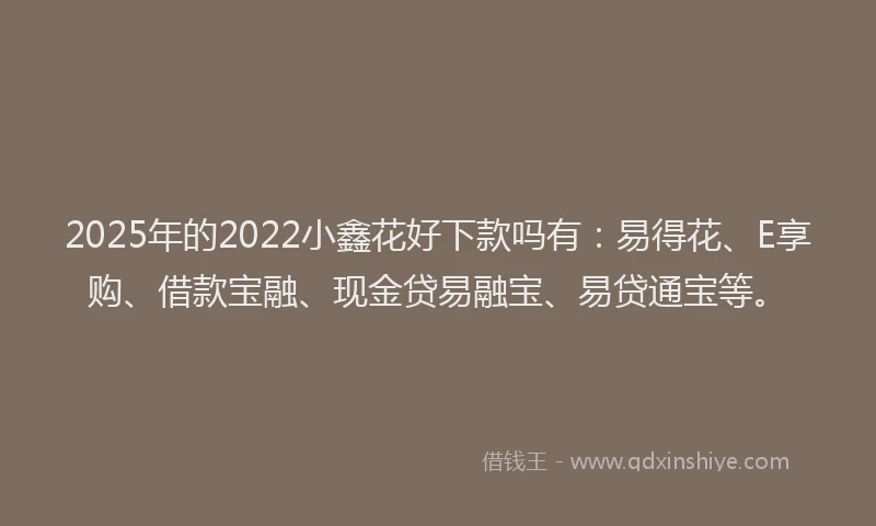 2025年的2022小鑫花好下款吗有：易得花、E享购、借款宝融、现金贷易融宝、易贷通宝等。