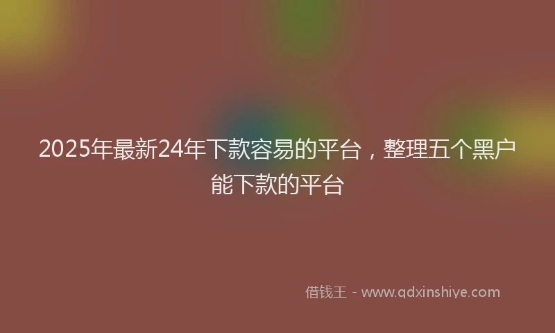 2025年最新24年下款容易的平台，整理五个黑户能下款的平台