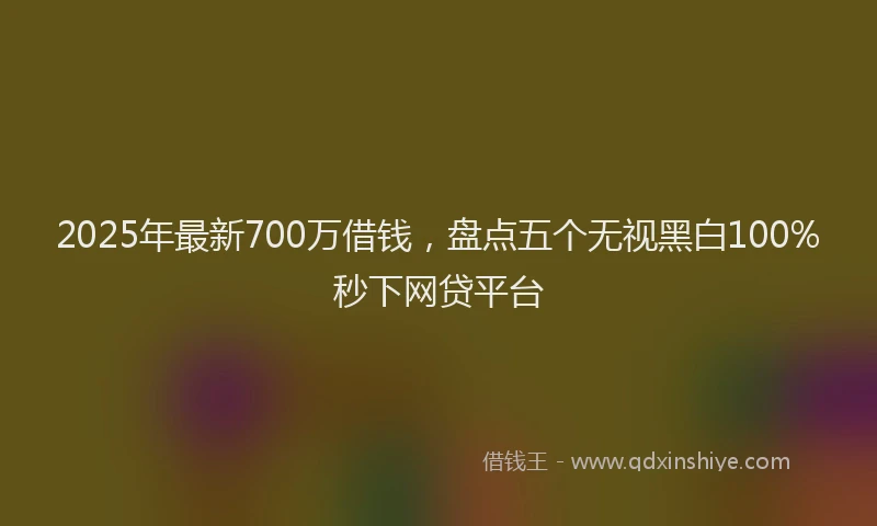 2025年最新700万借钱，盘点五个无视黑白100%秒下网贷平台