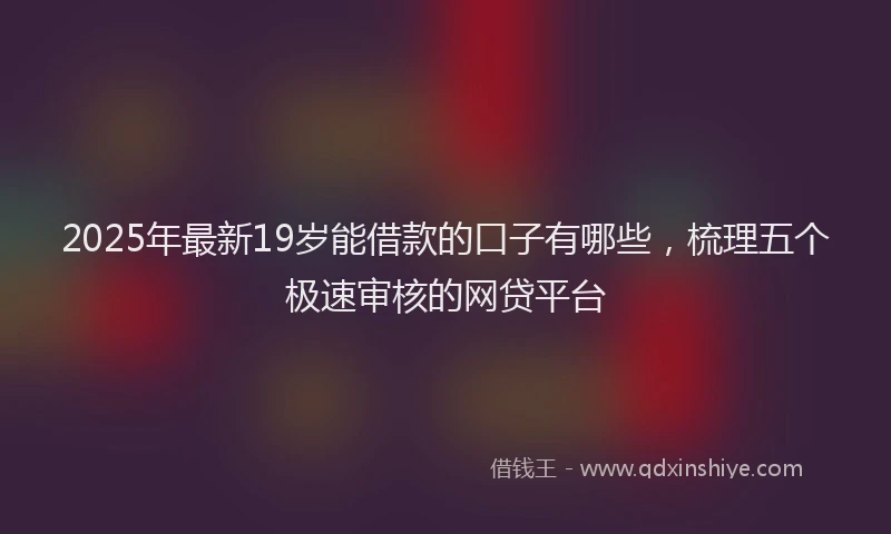 2025年最新19岁能借款的口子有哪些，梳理五个极速审核的网贷平台
