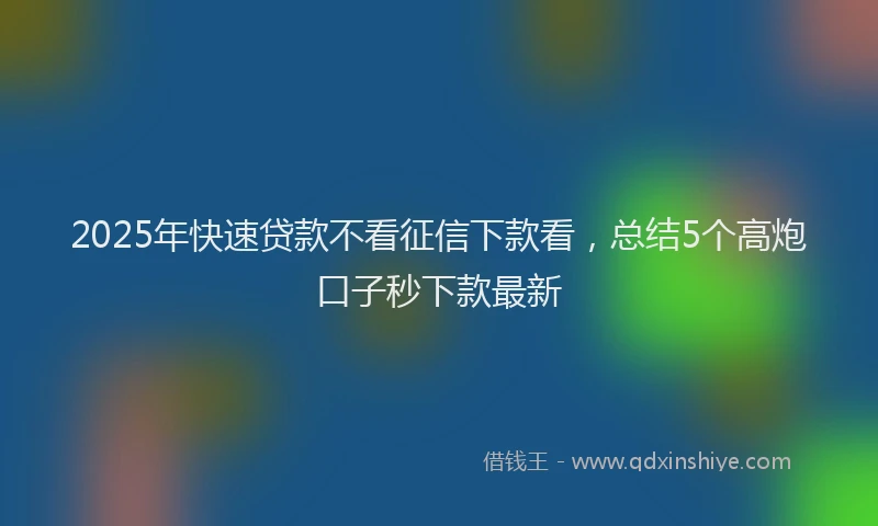 2025年快速贷款不看征信下款看，总结5个高炮口子秒下款最新
