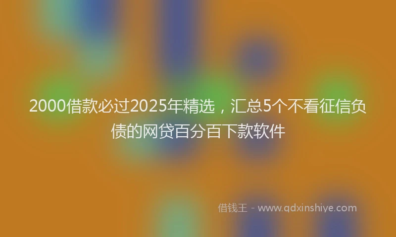 2000借款必过2025年精选，汇总5个不看征信负债的网贷百分百下款软件
