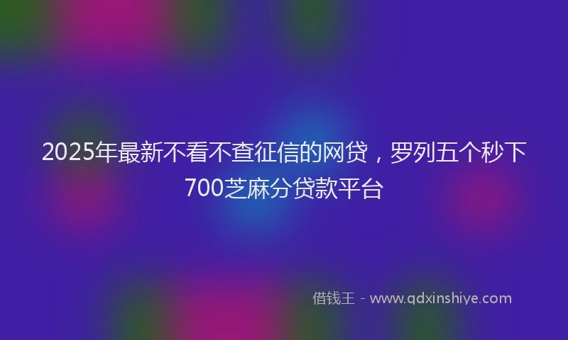 2025年最新不看不查征信的网贷，罗列五个秒下700芝麻分贷款平台