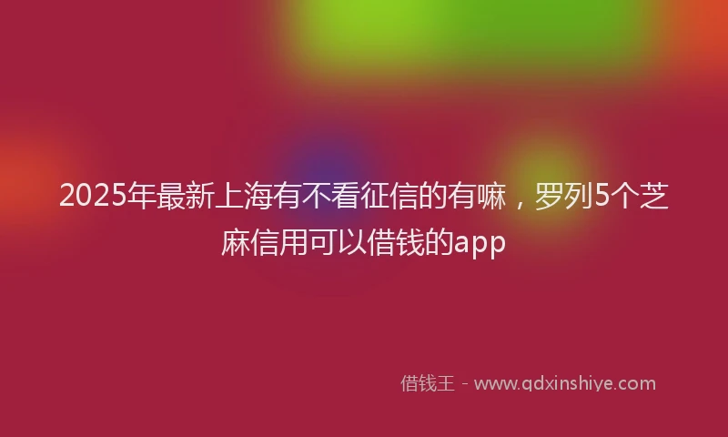 2025年最新上海有不看征信的有嘛，罗列5个芝麻信用可以借钱的app