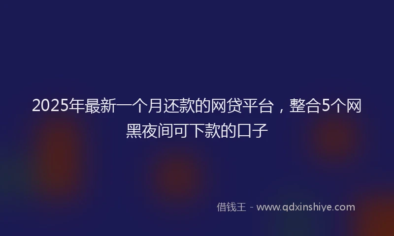2025年最新一个月还款的网贷平台，整合5个网黑夜间可下款的口子