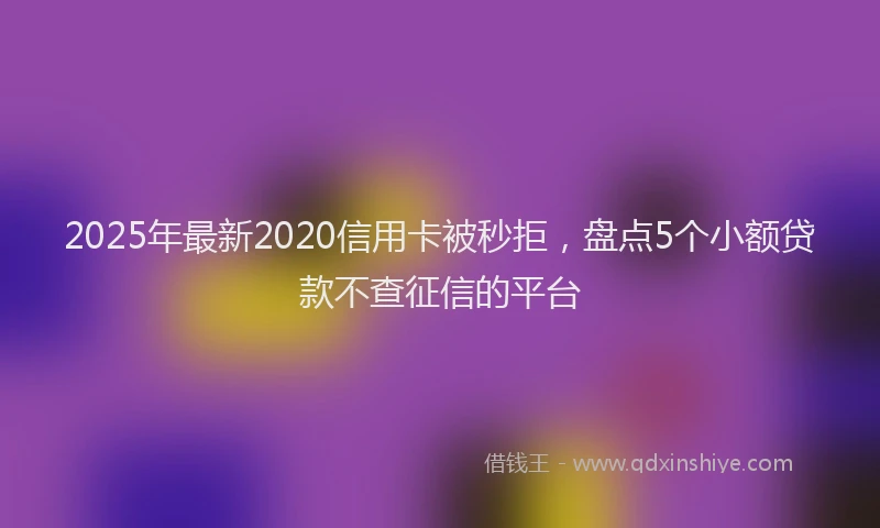 2025年最新2020信用卡被秒拒，盘点5个小额贷款不查征信的平台