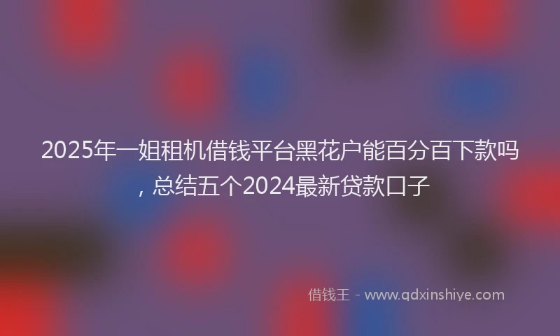 2025年一姐租机借钱平台黑花户能百分百下款吗，总结五个2024最新贷款口子