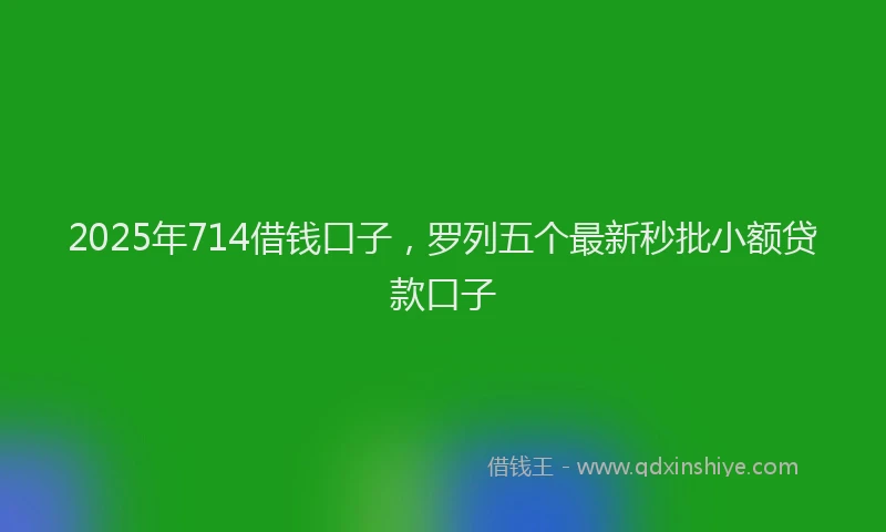 2025年714借钱口子，罗列五个最新秒批小额贷款口子
