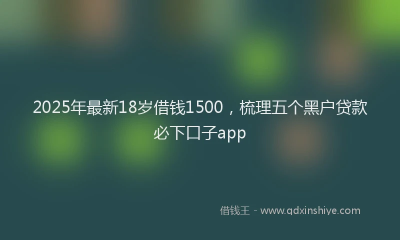 2025年最新18岁借钱1500，梳理五个黑户贷款必下口子app