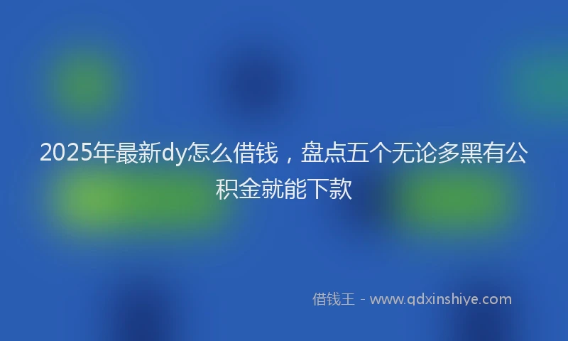 2025年最新dy怎么借钱，盘点五个无论多黑有公积金就能下款