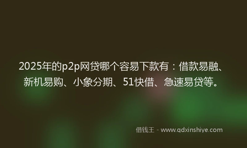 2025年的p2p网贷哪个容易下款有：借款易融、新机易购、小象分期、51快借、急速易贷等。
