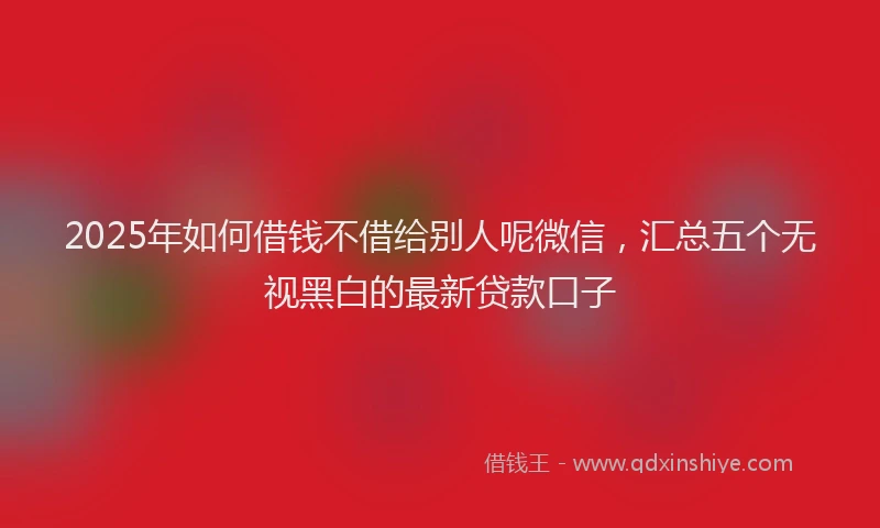 2025年如何借钱不借给别人呢微信，汇总五个无视黑白的最新贷款口子