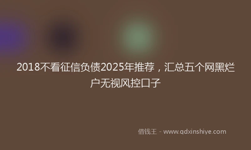 2018不看征信负债2025年推荐，汇总五个网黑烂户无视风控口子
