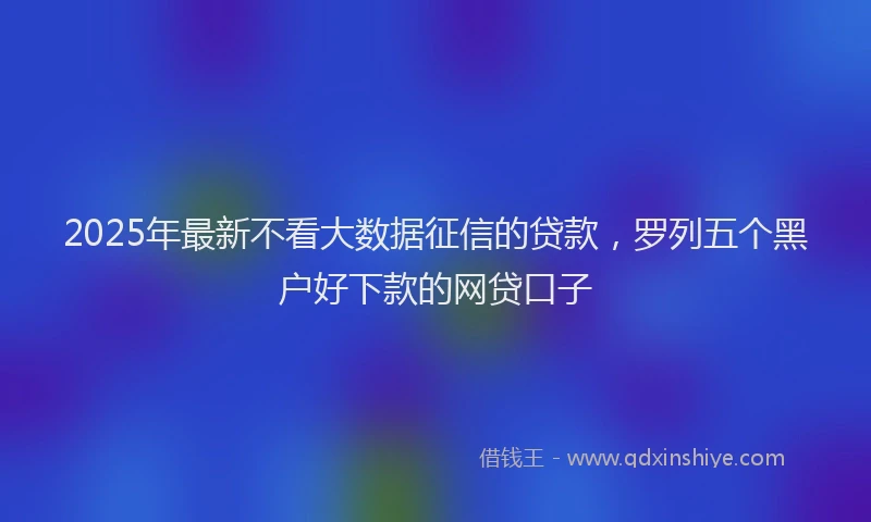 2025年最新不看大数据征信的贷款，罗列五个黑户好下款的网贷口子