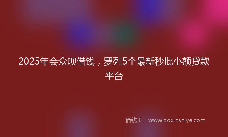 2025年会众呗借钱，罗列5个最新秒批小额贷款平台