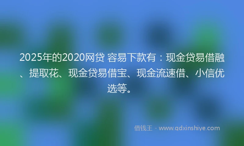 2025年的2020网贷 容易下款有：现金贷易借融、提取花、现金贷易借宝、现金流速借、小信优选等。