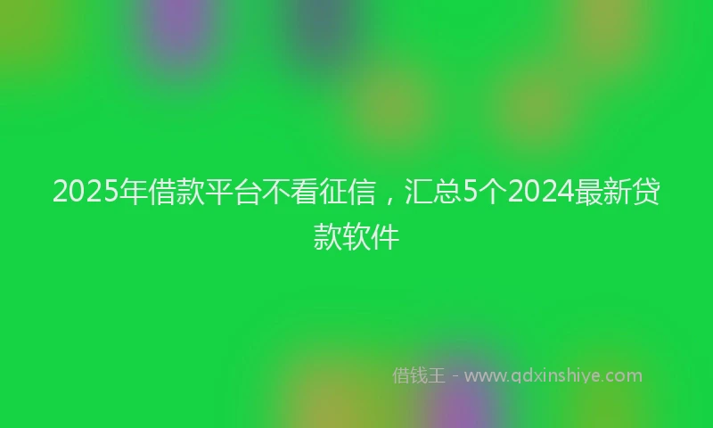 2025年借款平台不看征信，汇总5个2024最新贷款软件