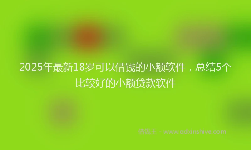 2025年最新18岁可以借钱的小额软件，总结5个比较好的小额贷款软件
