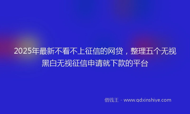 2025年最新不看不上征信的网贷，整理五个无视黑白无视征信申请就下款的平台
