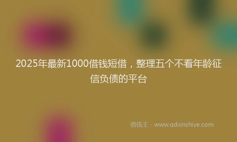 2025年最新1000借钱短借，整理五个不看年龄征信负债的平台