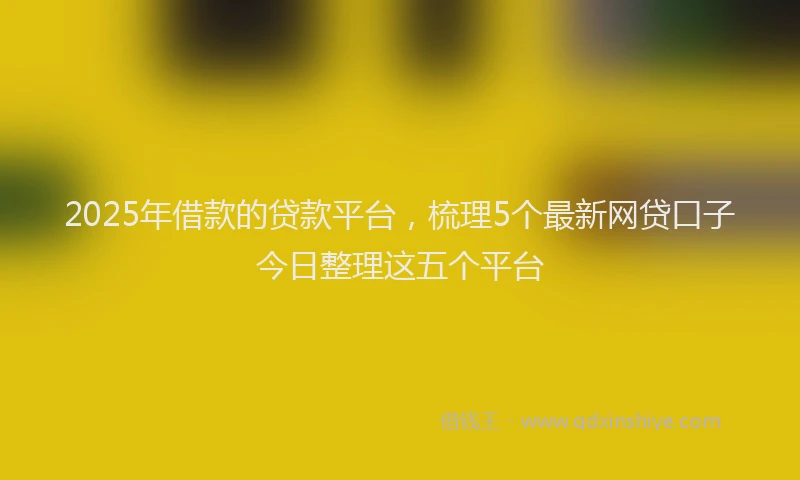 2025年借款的贷款平台，梳理5个最新网贷口子今日整理这五个平台