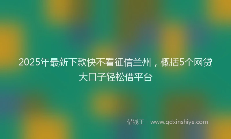 2025年最新下款快不看征信兰州，概括5个网贷大口子轻松借平台