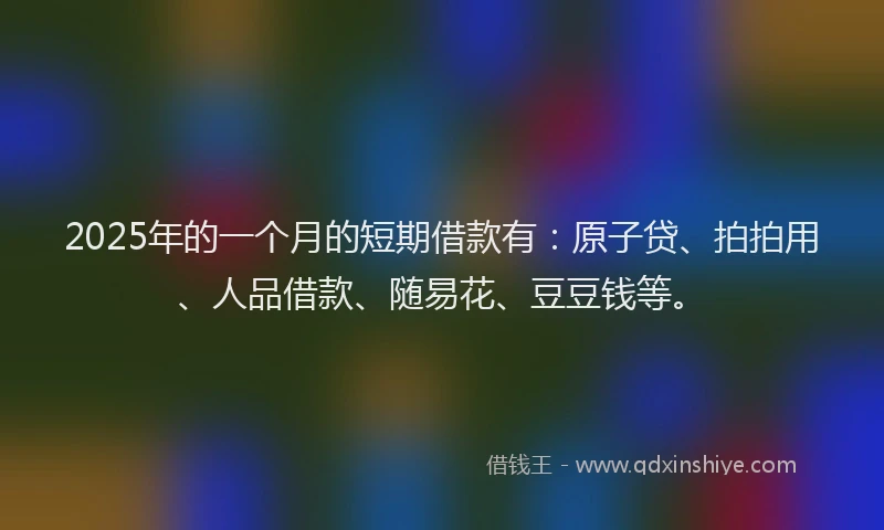 2025年的一个月的短期借款有：原子贷、拍拍用、人品借款、随易花、豆豆钱等。