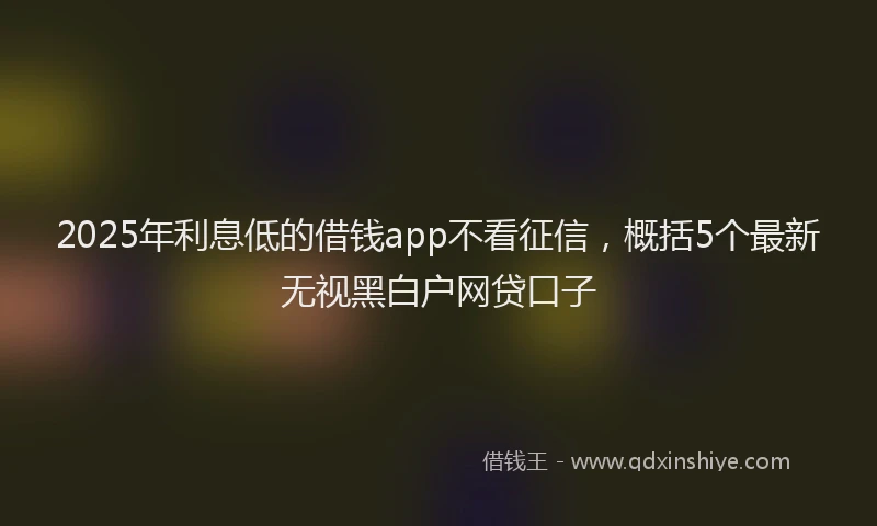 2025年利息低的借钱app不看征信，概括5个最新无视黑白户网贷口子