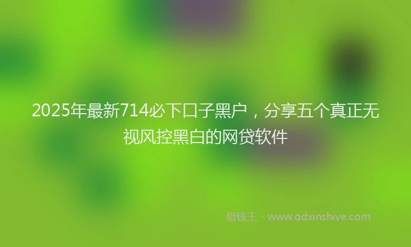 2025年最新714必下口子黑户，分享五个真正无视风控黑白的网贷软件