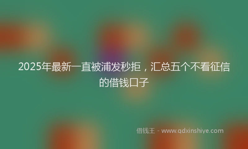 2025年最新一直被浦发秒拒，汇总五个不看征信的借钱口子
