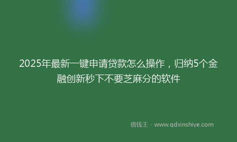 2025年最新一键申请贷款怎么操作，归纳5个金融创新秒下不要芝麻分的软件