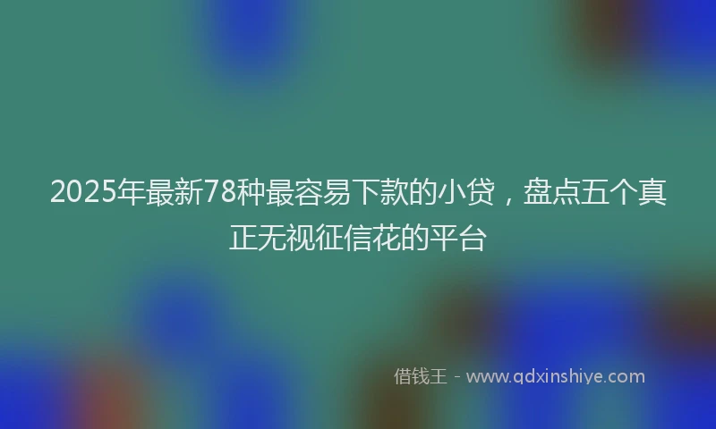 2025年最新78种最容易下款的小贷，盘点五个真正无视征信花的平台