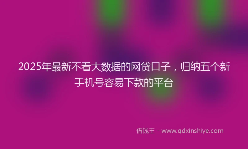 2025年最新不看大数据的网贷口子，归纳五个新手机号容易下款的平台