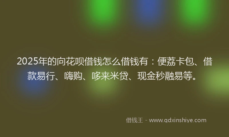 2025年的向花呗借钱怎么借钱有：便荔卡包、借款易行、嗨购、哆来米贷、现金秒融易等。