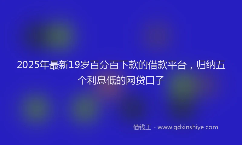 2025年最新19岁百分百下款的借款平台，归纳五个利息低的网贷口子