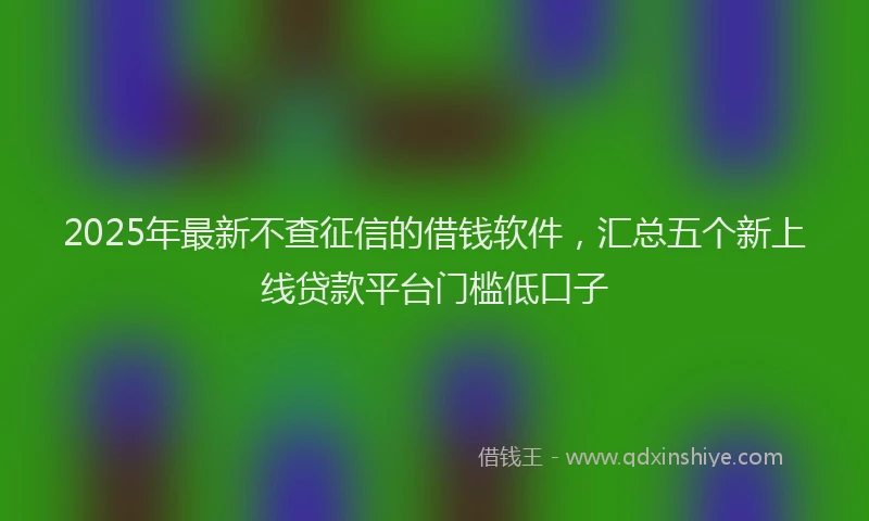 2025年最新不查征信的借钱软件，汇总五个新上线贷款平台门槛低口子