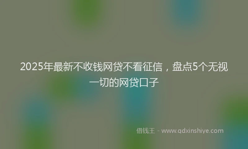 2025年最新不收钱网贷不看征信，盘点5个无视一切的网贷口子