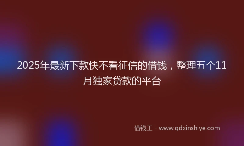 2025年最新下款快不看征信的借钱，整理五个11月独家贷款的平台