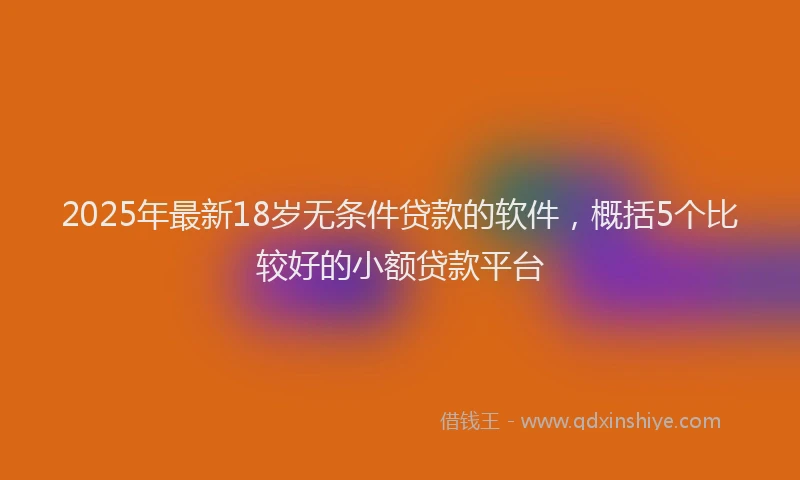 2025年最新18岁无条件贷款的软件，概括5个比较好的小额贷款平台