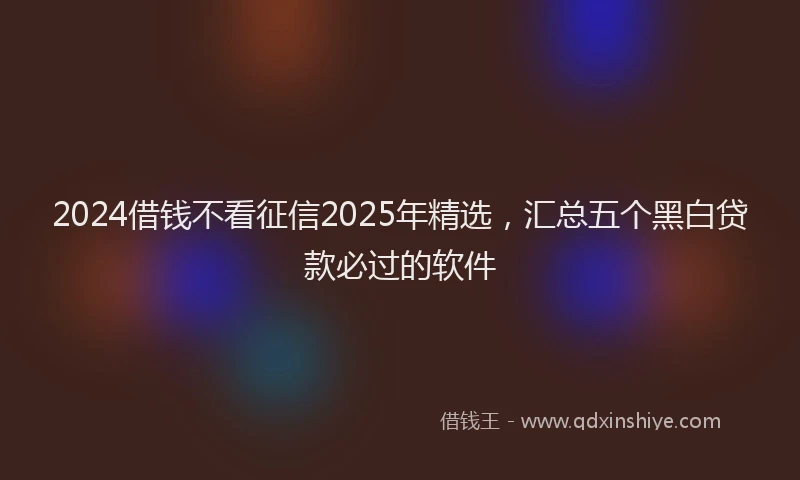 2024借钱不看征信2025年精选，汇总五个黑白贷款必过的软件